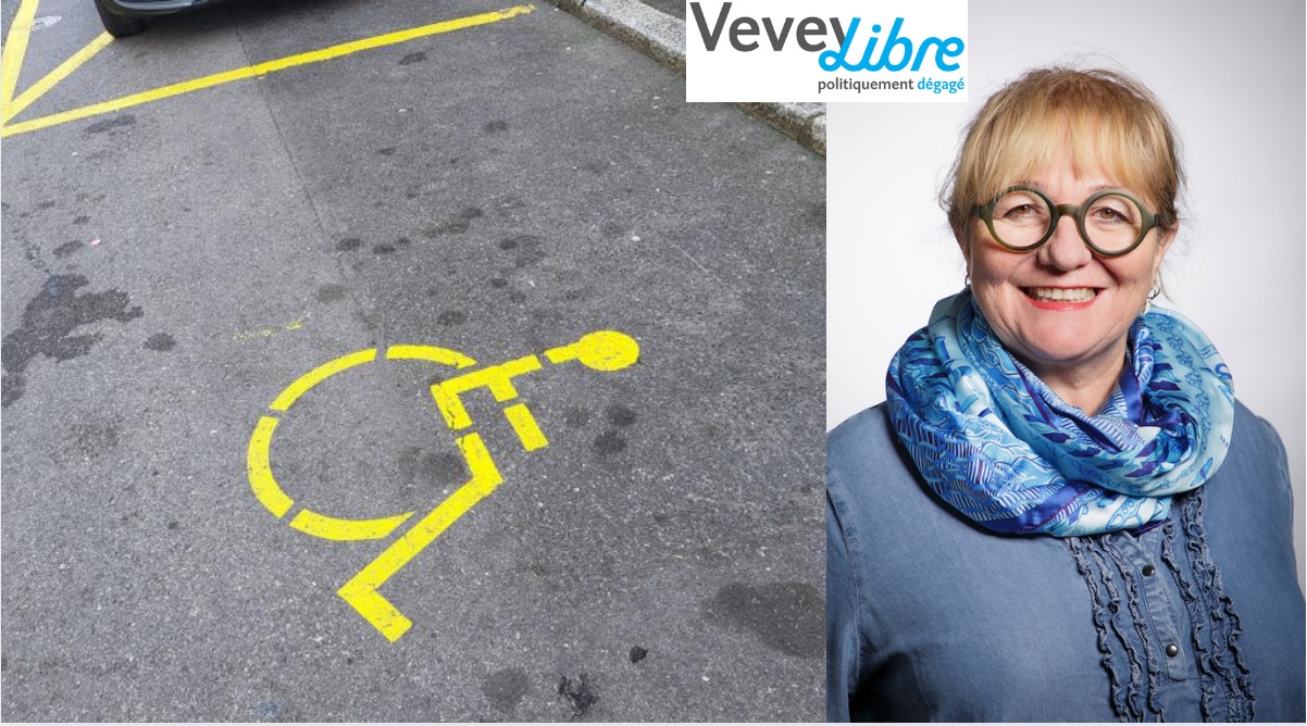 Les places de parking pour personnes à mobilité réduite (PMR) sont souvent oubliées lors des transformations urbaines de Vevey, a déploré la conseillère communale de Vevey Libre, Anne-France Simonin, fin 2023. La Municipalité a répondu que ces places étaient suffisantes et qu'elle ne compenserait pas les places supprimées provisoirement par des chantiers. Elle a souligné que les PMR pouvaient stationner gratuitement sur toutes les places de parc standards pendant une durée illimitée.